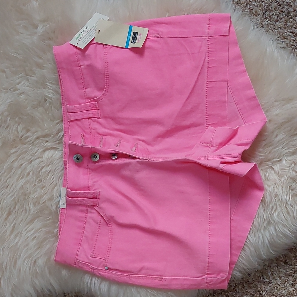 Neon Pink colored high rise button up shorts - NWT
